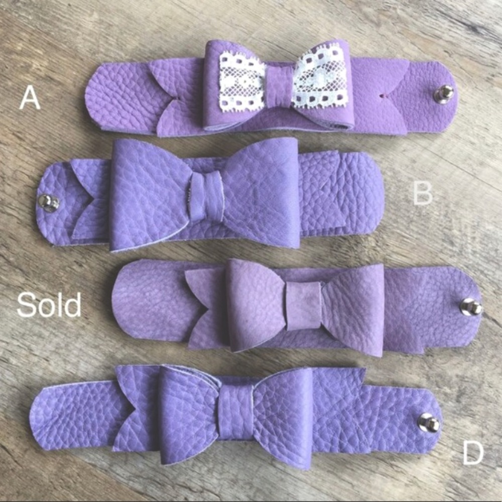 Leather Bow Cuff Bracelet Your Choice Pretty in Purple - Shades of Lavender
